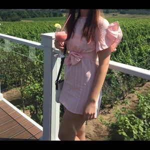 Showpo Rockabye Mini Dress in Blush Stripe